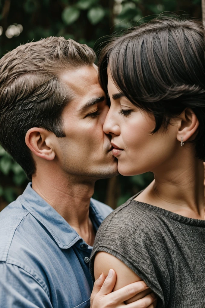 Aged woman kiss boy