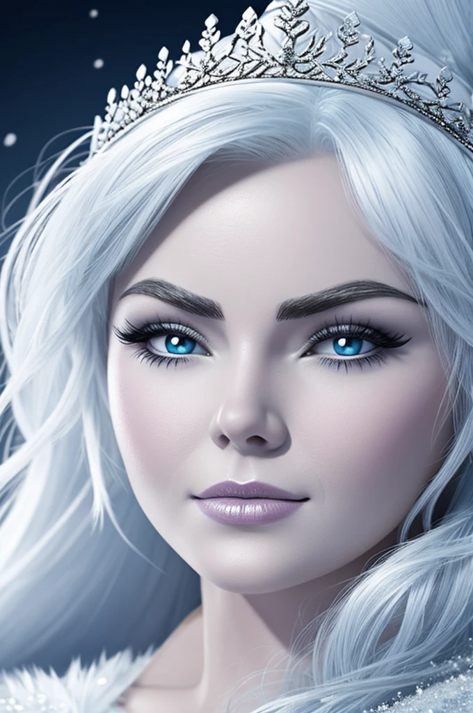 Snow Queen close up , in cartoon form