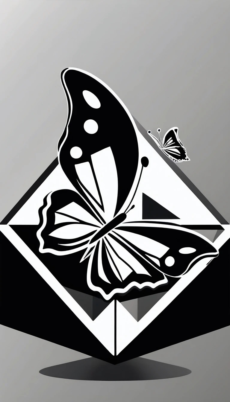 Basic black and white logo of a diamond in the shape of a butterfly, geometric, moderno, as a vector, minimalistic