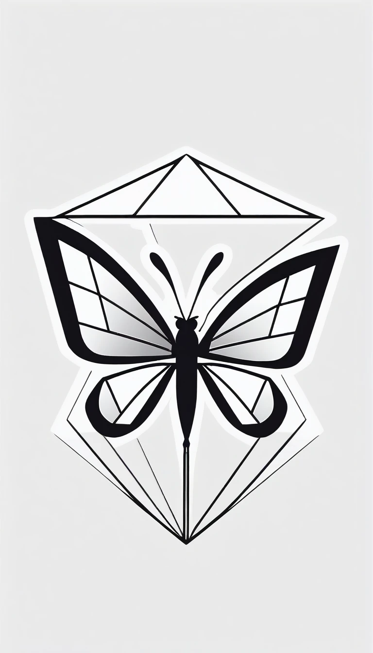 Basic black and white logo of a diamond in the shape of a butterfly, geometric, moderno, as a vector, minimalistic
