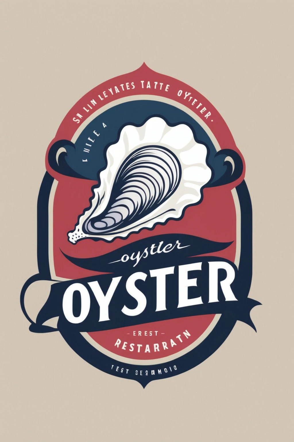 oyster restaurant logo, the logo represents a retro style oyster, simple logo with 3 color palette , nice color combination, the logo is classic simple and chic, the logo can be easily printed on caps or polo shirts. the logo inspires confidence and makes you want to taste oysters,