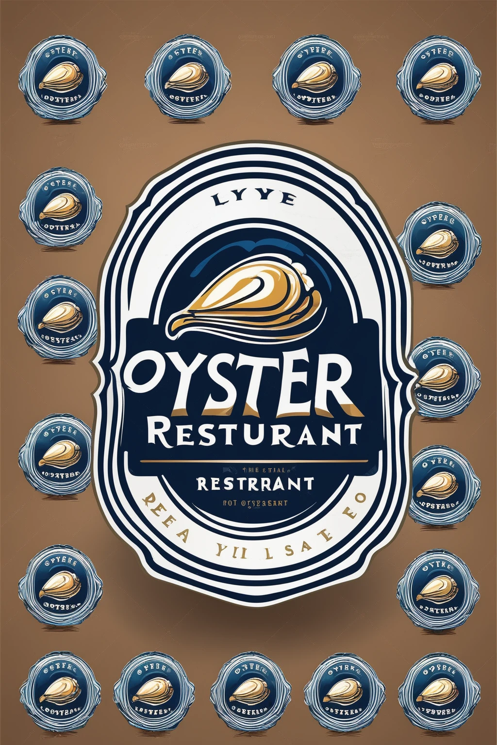 oyster restaurant logo, the logo represents a retro style oyster, simple logo with 3 color palette , nice color combination, the logo is classic simple and chic, the logo can be easily printed on caps or polo shirts. the logo inspires confidence and makes you want to taste oysters,