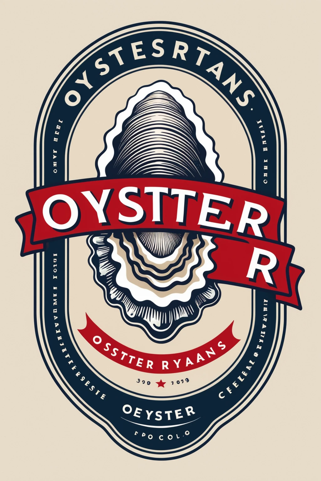 oyster restaurant logo, the logo represents a retro style oyster, simple logo with 3 color palette , nice color combination, the logo is classic simple and chic, the logo can be easily printed on caps or polo shirts. the logo inspires confidence and makes you want to taste oysters,