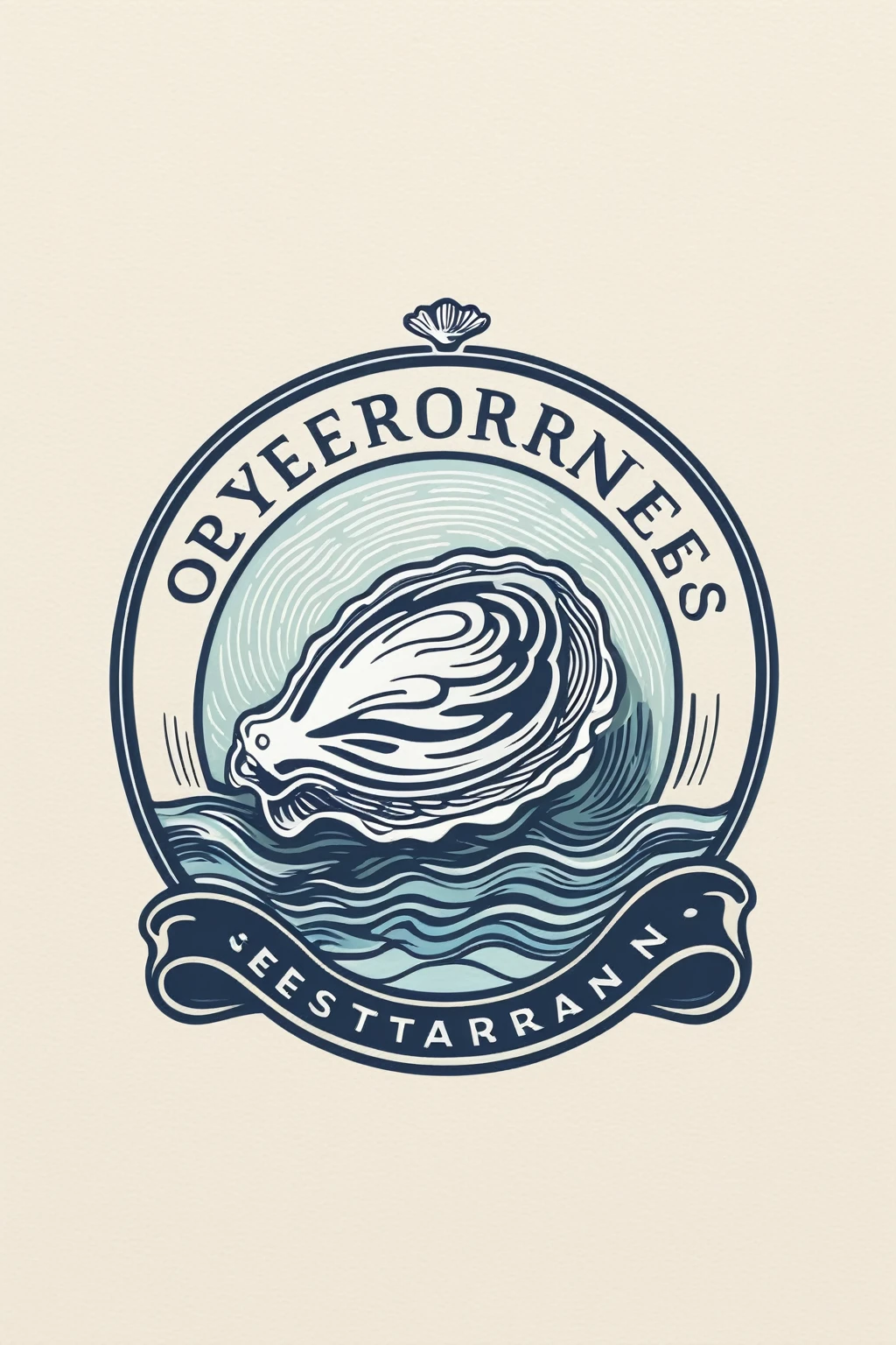 oyster restaurant logo, the logo represents an oyster, simple logo with 3 color palette , nice color combination, the logo is classic simple and chic, the logo can be easily printed on caps or polo shirts. the logo inspires confidence and makes you want to taste oysters,