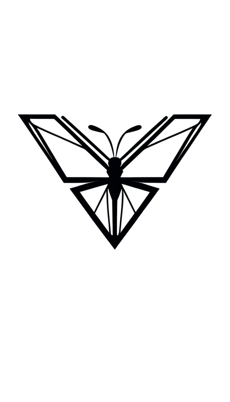 Basic black and white logo of a diamond in the shape of a butterfly, geometric, moderno, as a vector, minimalistic
