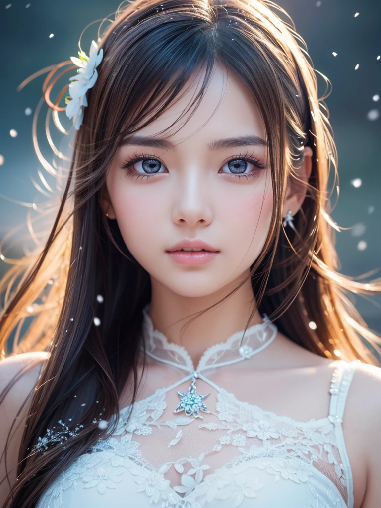 One girl that will take your breath away,cute,beautiful girl, (Lighting particles), fog, snow,(bloom), Highest quality , masterpiece, figure, Very delicate and beautiful, Very detailed ,CG,Unity,8k wallpaper, wonderful, In detail, masterpiece, Highest quality,Official Art,Very detailed CG Unity 8k wallpaper,Absurd, incredibly Absurd, Large file size , Super detailed, High resolution, Very detailed,Beautiful detailed girl, Very detailed eyes and face, Beautiful attention to detail,Light on the face, Award-winning, Professional, Very detailed, Dynamic pose,