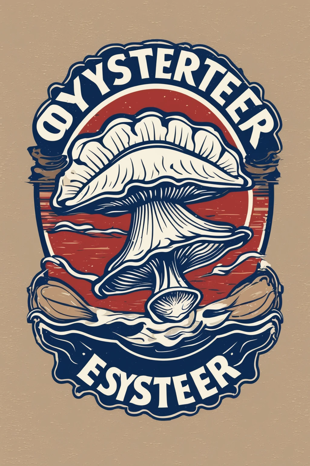 oyster restaurant logo, the logo represents a retro style oyster, simple logo with 3 color palette , nice color combination, the logo is classic simple and chic, the logo can be easily printed on caps or polo shirts. the logo inspires confidence and makes you want to taste oysters,