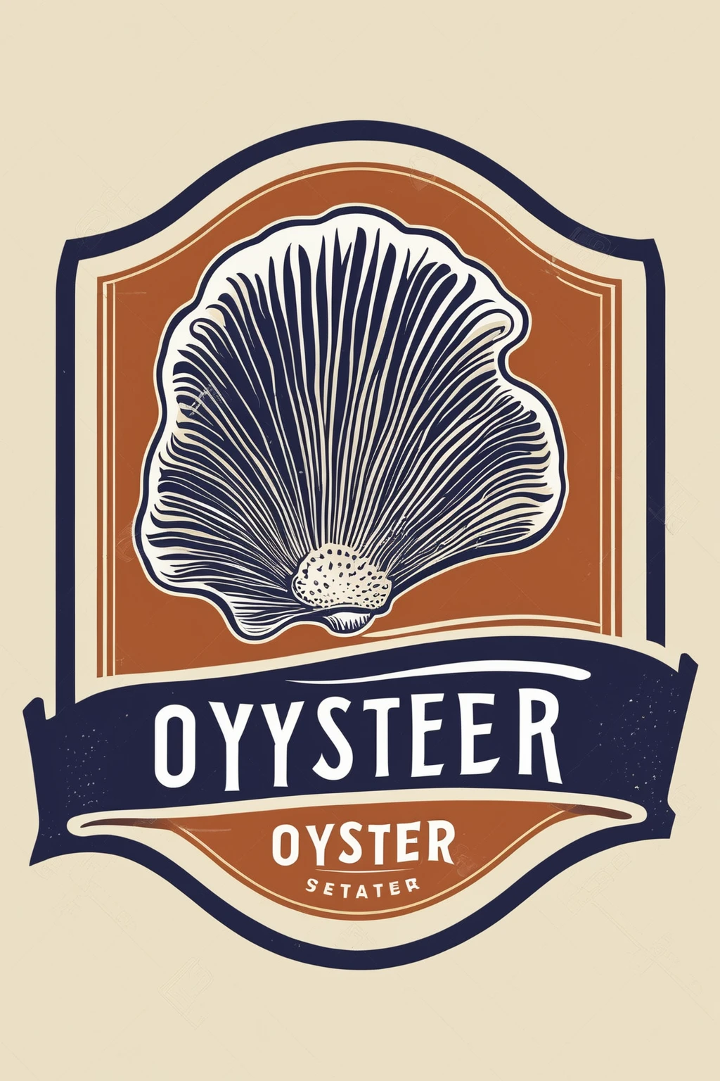 oyster restaurant logo, the logo represents a retro style oyster, simple logo with 3 color palette , nice color combination, the logo is classic simple and chic, the logo can be easily printed on caps or polo shirts. the logo inspires confidence and makes you want to taste oysters,
