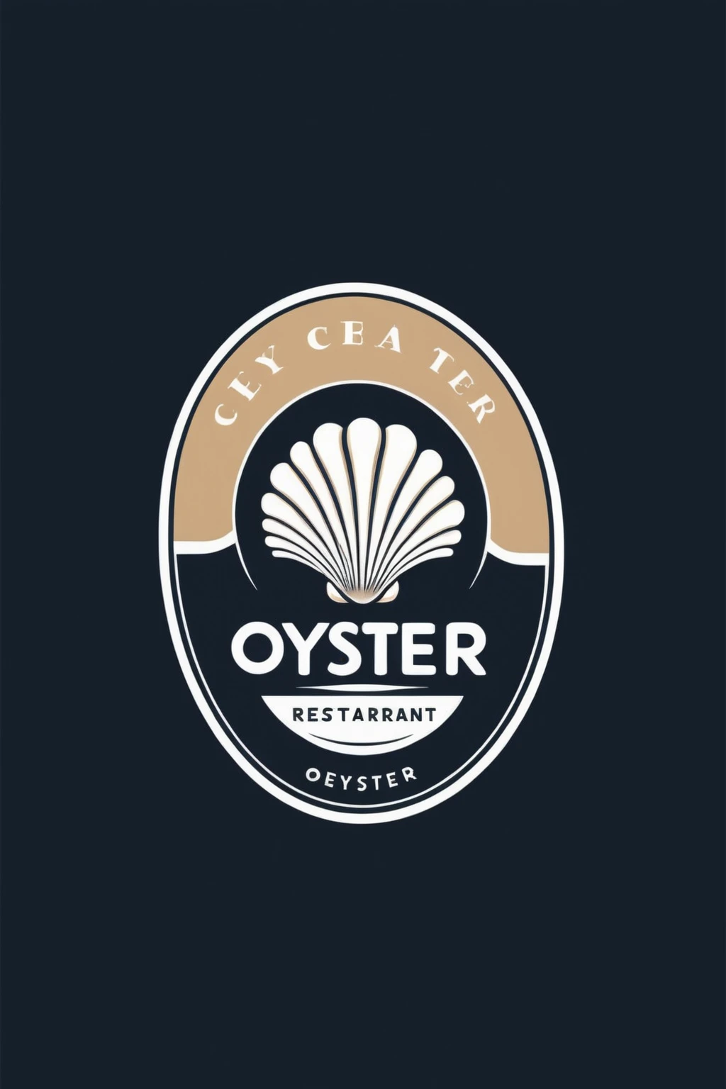 oyster restaurant logo, the logo represents a retro style oyster, simple logo with 3 color palette , nice color combination, the logo is classic simple and chic, the logo can be easily printed on caps or polo shirts. the logo inspires confidence and makes you want to taste oysters,