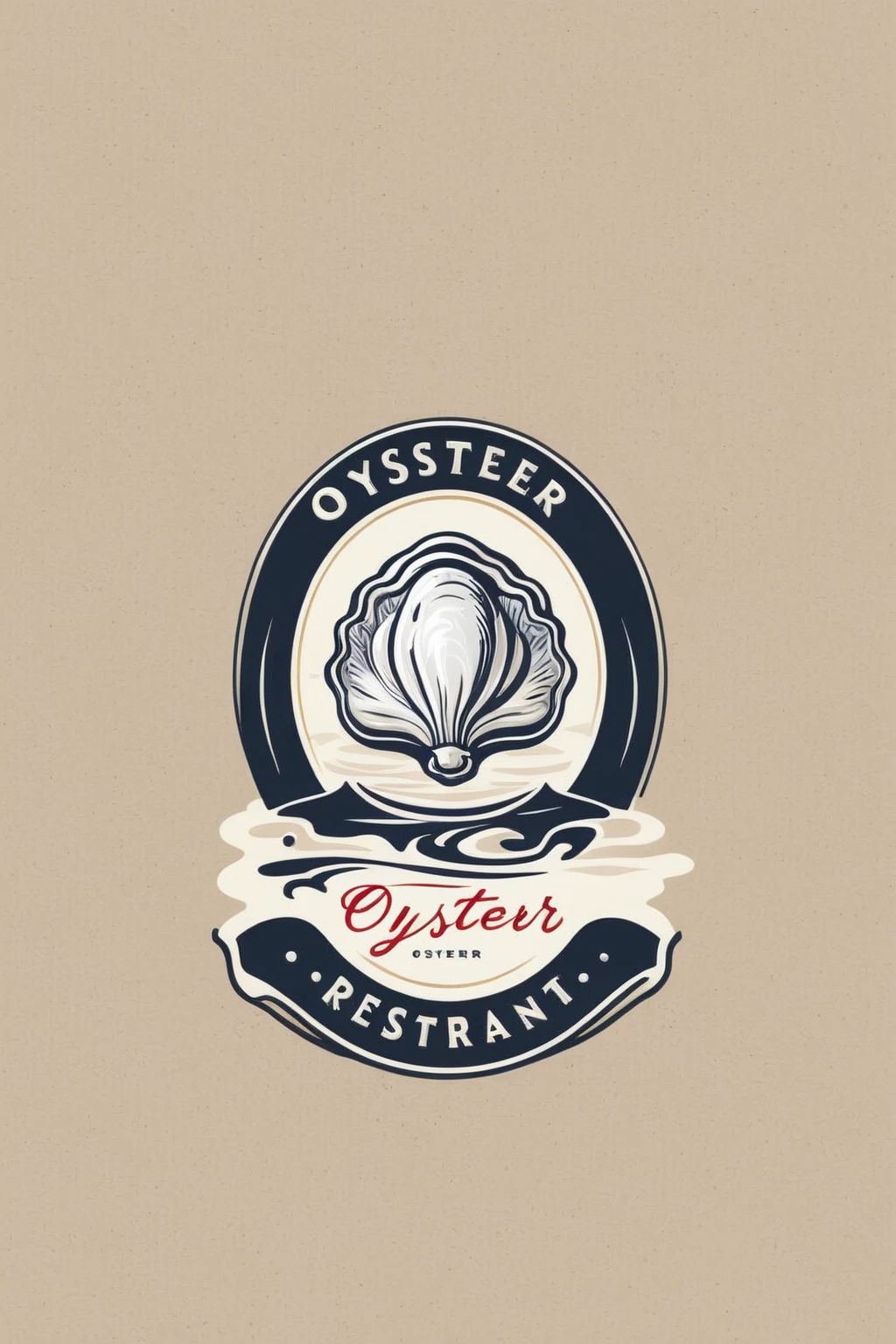 oyster restaurant logo, the logo represents a retro style oyster, simple logo with 3 color palette , nice color combination, the logo is classic simple and chic, the logo can be easily printed on caps or polo shirts. the logo inspires confidence and makes you want to taste oysters,