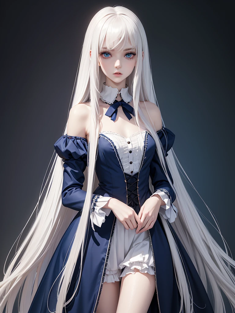 (best quality), 1girl, female, pale skin, white hair, long hair, swept bangs, straight hair, blue eyes, perfect eyes, , slender, flat chest, shy, ta clothes, masterpiece, anatomically correct, highres