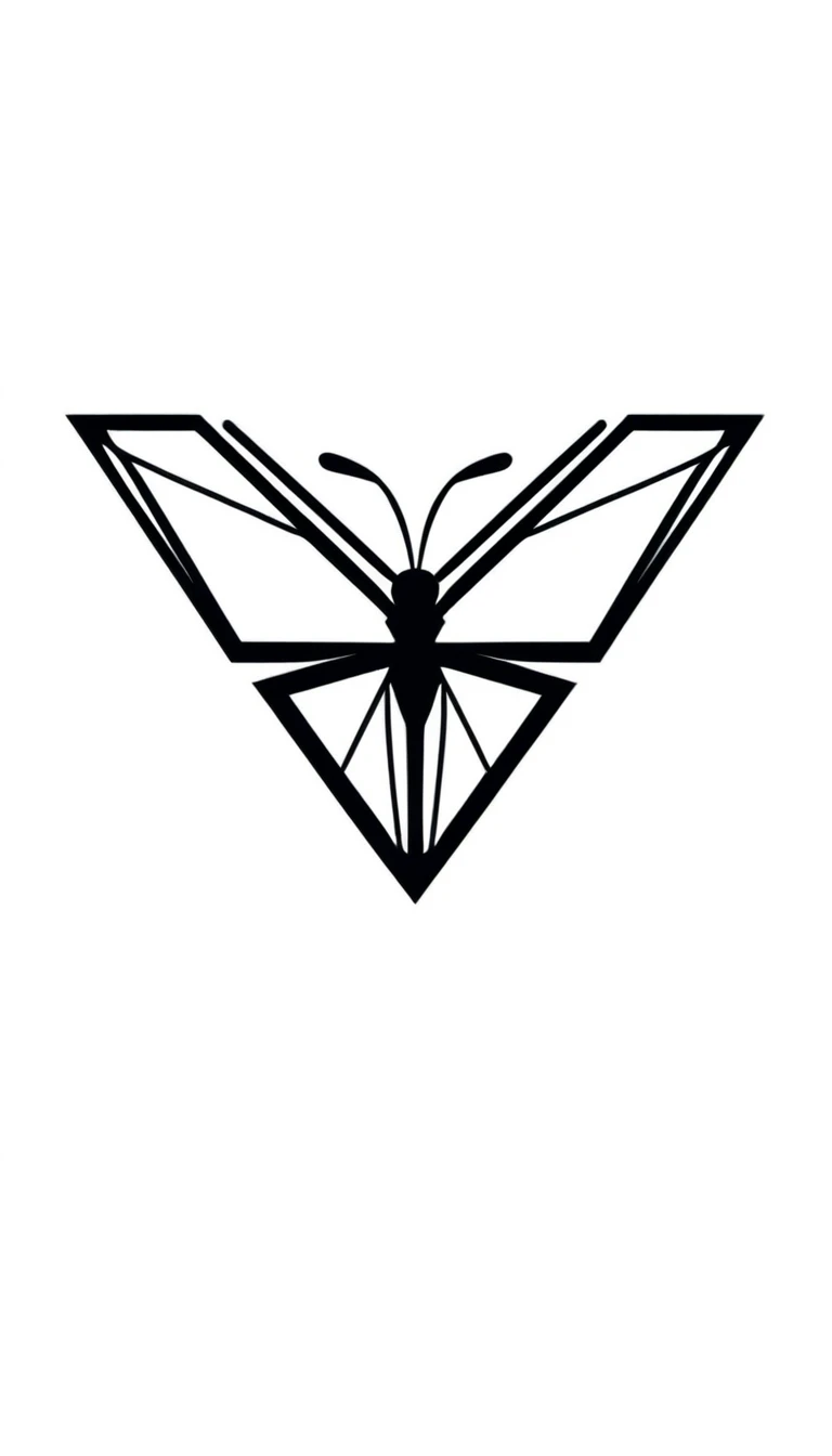 Basic black and white logo of a diamond in the shape of a butterfly, geometric, moderno, as a vector, minimalistic
