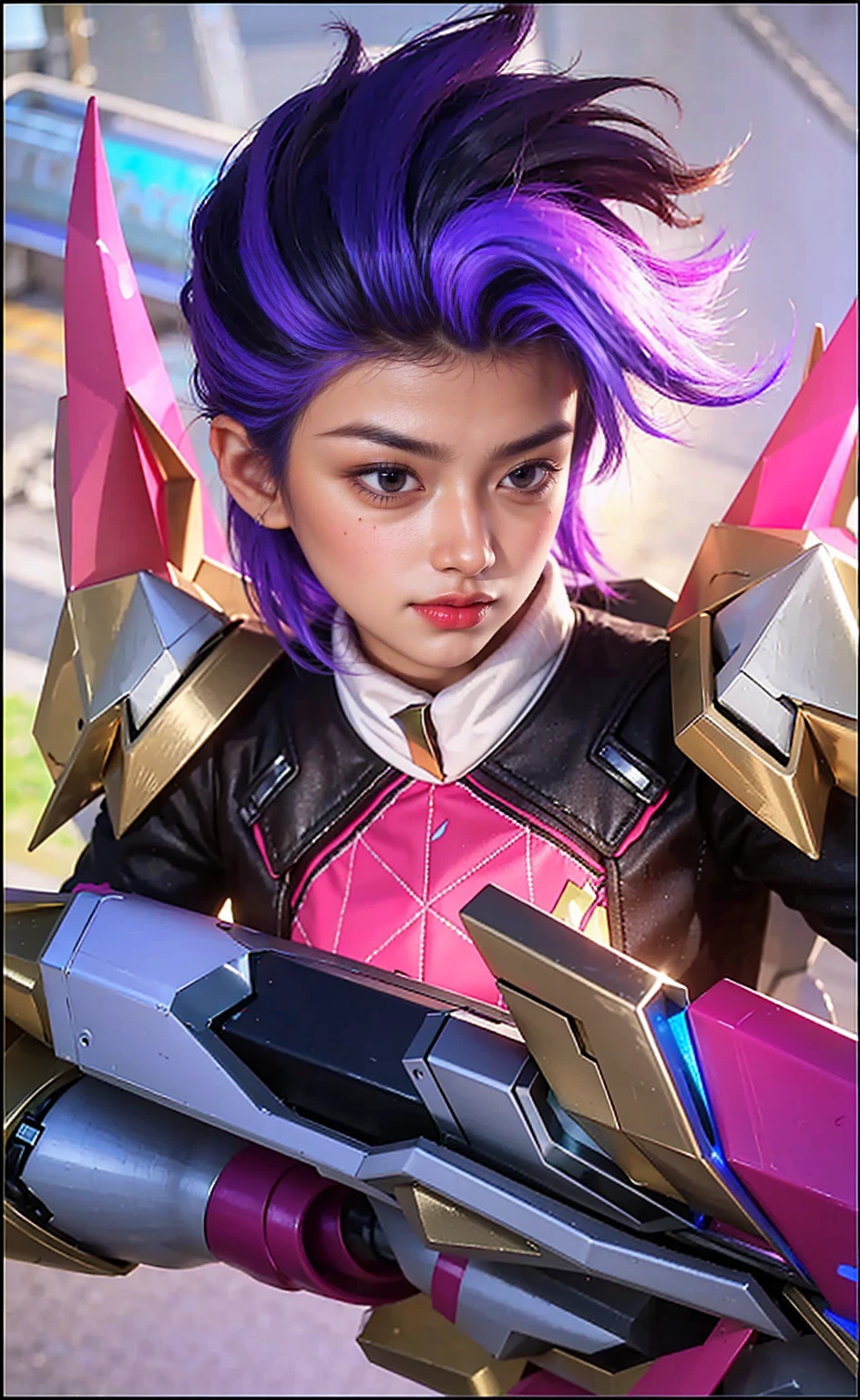 (photorealistic:1.4), best quality, masterpiece, ultra high res, 1girl, (detailed face:1.2), (detailed eyes:1.2), (detailed hair:1.2), (detailed clothes:1.2), 4k, (detailed color:1.2), Ultra detail texture, ulta detail, ultra hight, realistic, 16k, selena (/mobile legends bang-bang/), perfect body, bobs, full body, 1 woman, bokeh, detail eyes, detail face, purple hair, scarf
