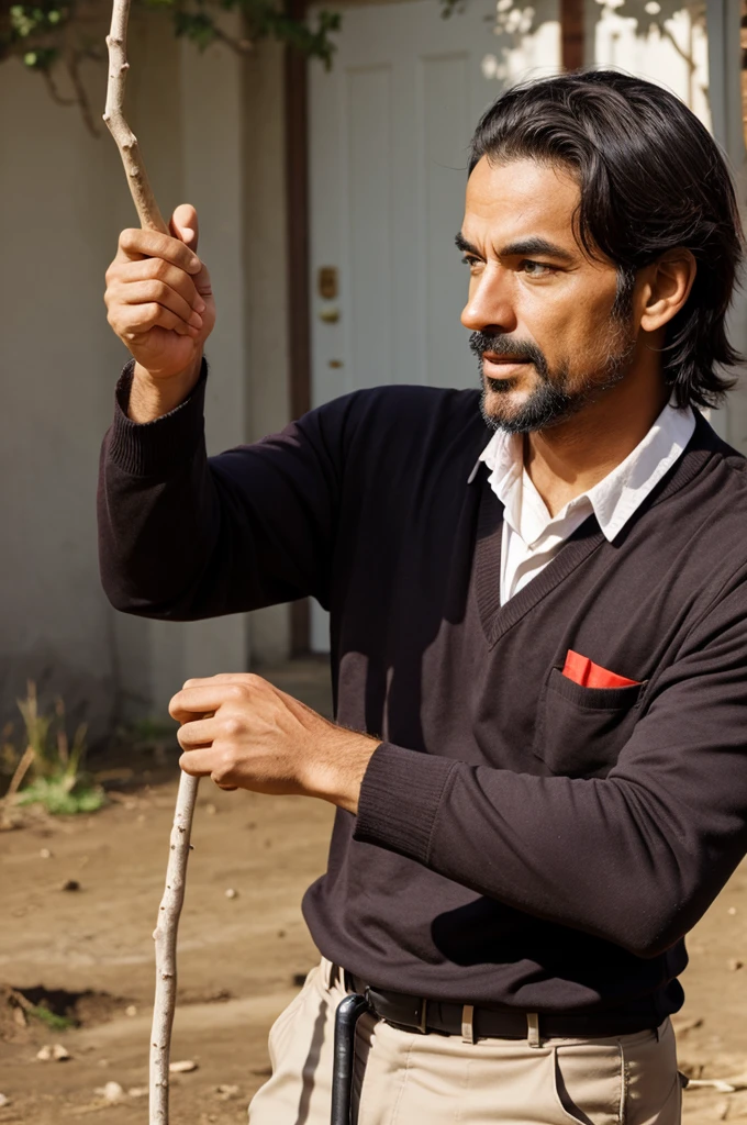 Man teaching with a stick 