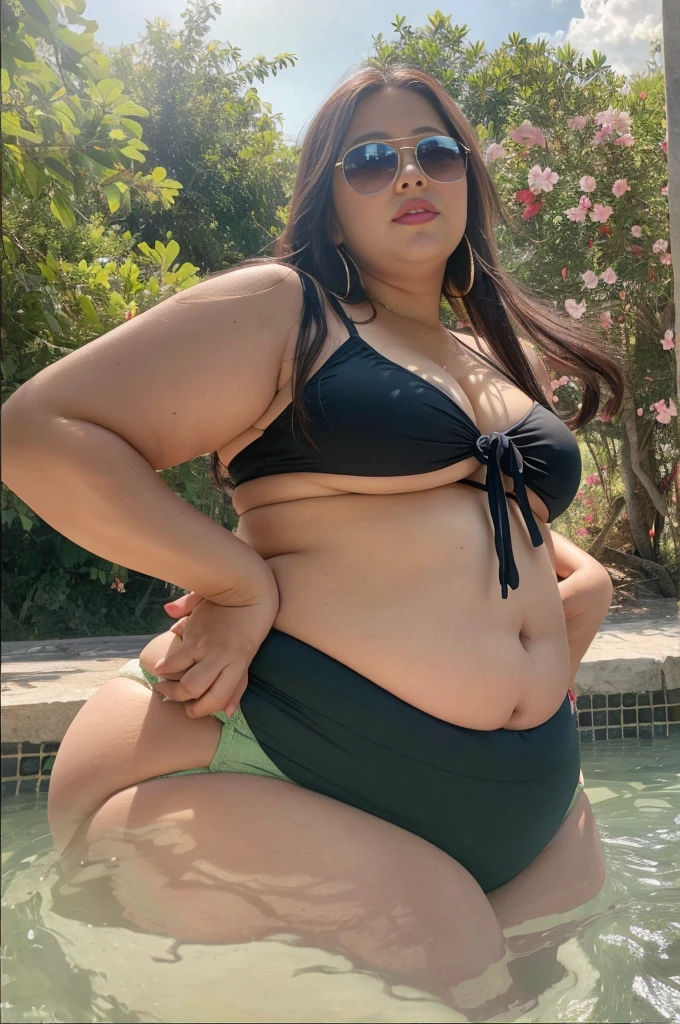 ((Best Quality, 8K, Masterpiece: 1.3)), Chubby woman smile ((best quality)), ((masterpiece)), (detailed), perfect face, USA woman fat in a dark-blue shirt and blue denim skirt walking down a street, thicc, she has a jiggly fat round belly, bbwchan, wearing tight sexy clothes, skinny waist and thick hips, widest hips, her belly is fat and round, soft curvy shape, hyperrealistic full figure, wearing a cute top, wide hips, cropped shoulders,Bare belly,(big assa:0.7),show legs,, thicc, beautiful thick female, beautiful curvy female,, Tall and tall,clear curvy details, curvy hourglass figure, alluring plus sized model, bbwchan, Voluptious body, Curvy model, Curvy body, Be red in the face, 1girll fat , a matural female, A MILF, the golden ratio,(Kpop idol),(Oil skin:1.2),(Oil skin:1.1) background High quality, HD, realistic, HDR. mountain refuge in grey stone, blends into the panoramic view of the mountain, spring landscape (green and flowery), edelweiss, lake, stream that winds, sunset, cool breeze. welcome mountaineers and hikers.