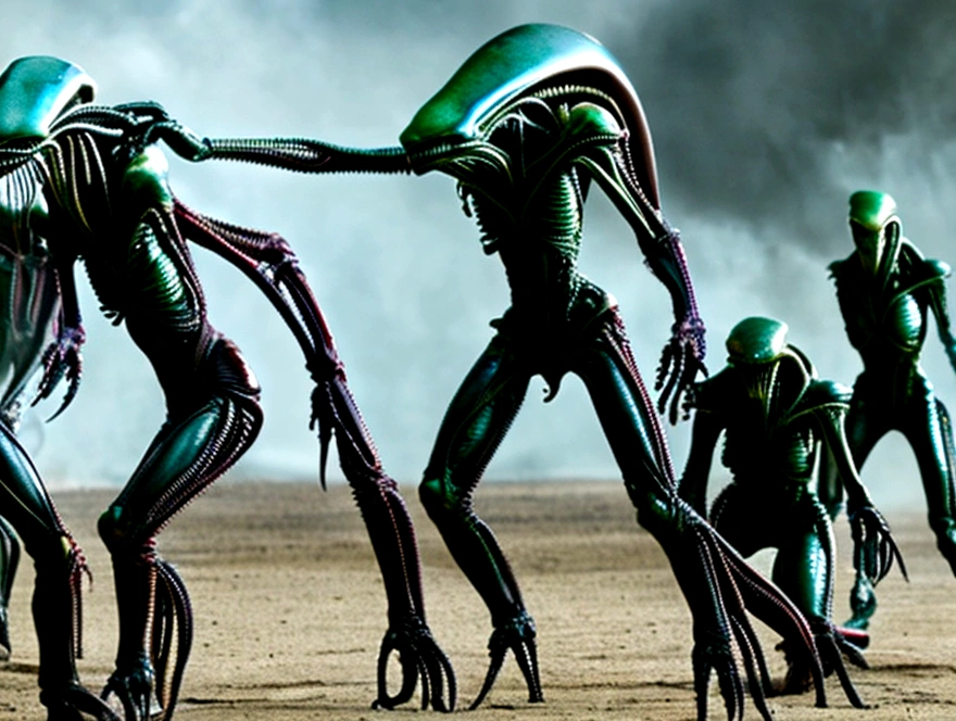 group of alien women fighting over human man