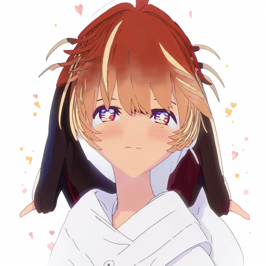 anime girl with simple hair and red eyes in white shirt, anime moe artstyle, anime visual of a cute girl, cute natural anime face, an anime girl, detailed anime soft face, perfect anime face, young anime girl, flat anime style shading, cute anime face, extremely cute anime girl face, (anime girl), anime style , (((simple hair)))