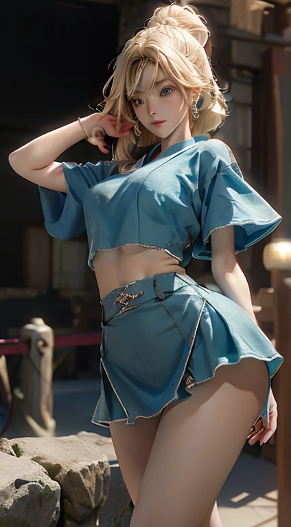Blue Hair Surrealism, Character table, Reference Table, Standing painting, 8k, Super Detail, 1080P, Women HD, 4K, 8k, 16k, high resolution, best quality, high quality, Anatomically correct, masterpiece, precise, Ultra HD，grace，Unreal Engine，Delicate face，Long braids，slim，Long legs，miniskirt