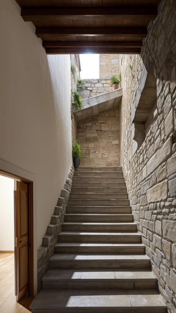 Une photo du mur d'un escalier, en intérieur on ne voit pas l'escalier directement, il y a un cadre sur ce mur, c'est un mur de maison de retraite