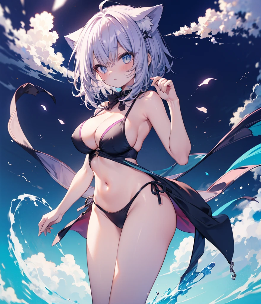 (((Mastepiece)), ((Highest quality)), (Ultra high definition),((sexy)), (Sexy), ((Ultra high definition)), 4K, (8K), Highest quality, Anime Style, Painting, Dynamic Angle, Cowboy Shot, Swimwear, Spread your legs, Gradation, Full Body Focus, ランダムに色のBeautiful Eyes, ((Beautiful Eyes)), White skin, Random hairstyle, Butt, A big bust that seems to burst, Big Breasts