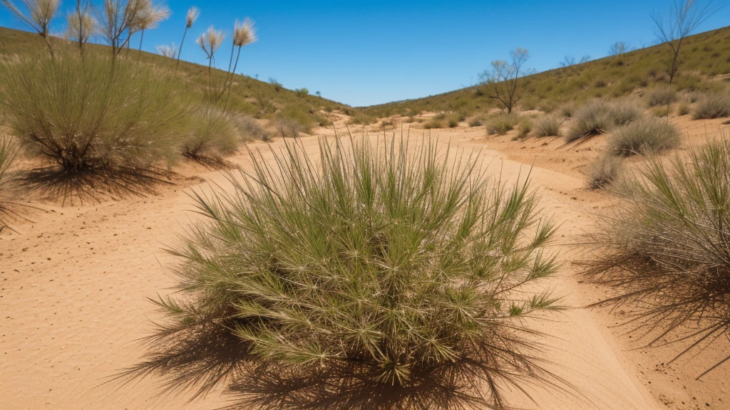 Image of a crystal clear spring emerging from the sandy soil of the Cerrado, surrounded by typical vegetation such as grasses and low shrubs, With the blue sky in the background.