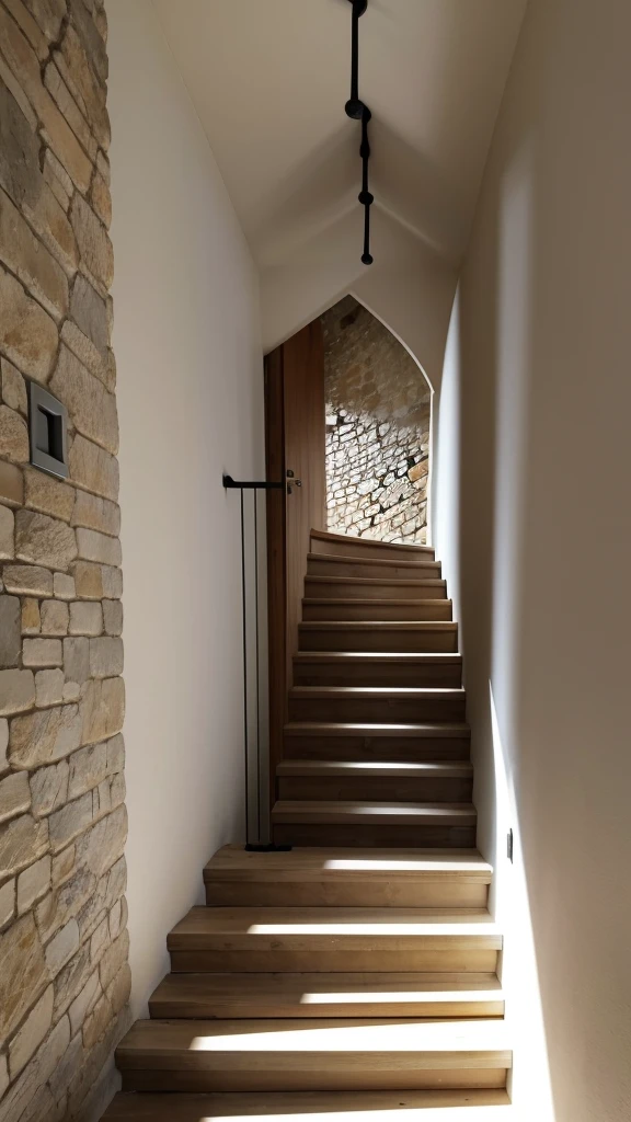 Une photo du mur d'un escalier, en intérieur on ne voit pas l'escalier directement, il y a un cadre sur ce mur, c'est un mur de maison de retraite