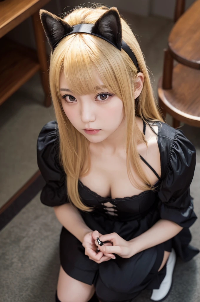 (Highest quality:1.2),32k HDR,High resolution,(20-year-old woman),(Ultra Wide Angle),(View from above:1.2),((Glaring at the camera)),(Japanese women),(Blonde),Flat bangs,Dark Room,Medium chest,Squat with your feet apart,Show off your crotch,両腕をhandcuffsで繋がれている,((handcuffs)),Detailed face,High quality eyes,Keep your eyes focused,Nose and mouth,Face Focus,Super Face close-up gentle and charming Chinese beautiful woman, 繊細でセクシーなLock骨,Small Nose, Focus on the face, Face close-up, 薄Dark Room,ruins,Embarrassed, moist eyes,Sad expression,Looking into the camera,Very beautiful eyes,Flat Chest,Tragic,A fleeting expression,,((Gothic ta)),((Constraints)),((Lock)),((Plate at your feet,Dog food dish)),((Staring straight ahead)),((Fox ears on head)),((Fox's Tail)),((short hair,Shaggy,Bob,long)),(Red Hair,Brown Hair,Black Hair,Silver),(uniform),((Dark eyeliner)),((Slanted Eyes)),((Big eyes)),((Hands)),((Women who are kept)),((Pets)),