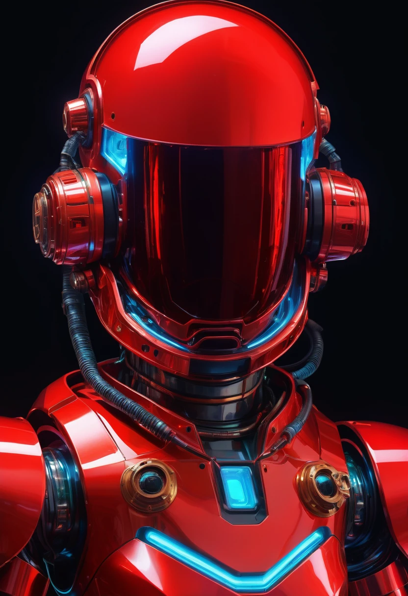Space art galaxy landscape, conceptual artwork, vector, check detailed information, octane rendering, Ultra high qualiy, ultra-high resolution, painting-like, Conrad Roset close-up drawing, (detail mechanical eyes:1.5), reflections in the helmet of a giant robot (bright red neon glass transparent helmet:1.8), bioluminescence, fluorescent helmet, the robot aged with moss on its rusty bronze armor, natta, moonlight shadows, dramatic lighting, Surrealism pop gradiente, Detailed RANGE, (darkness:1.3), (Very Detailed Shadows:1.3), absolute shadows, absolute darkness, body silhouette, The robots' armor is full of scratches, All the shells have lost their reflections, Only a little red light is revealed by the opaque mask, engine unreal, Surrealism, high qualiy