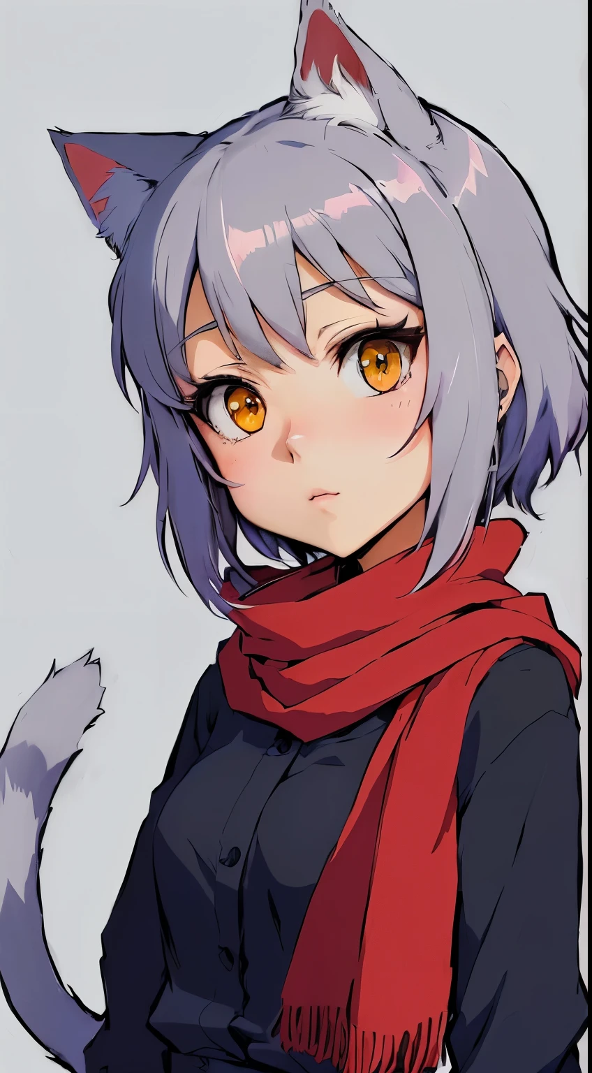 anime character of a cat with a scarf and scarf around her neck, anime style character, flat anime style shading, cute anime catgirl, anime catgirl, in an anime style, anime moe artstyle, in anime style, anime style portrait, beautiful anime catgirl, flat anime style, anime character portrait, clean detailed anime style, anime style illustration, anime character