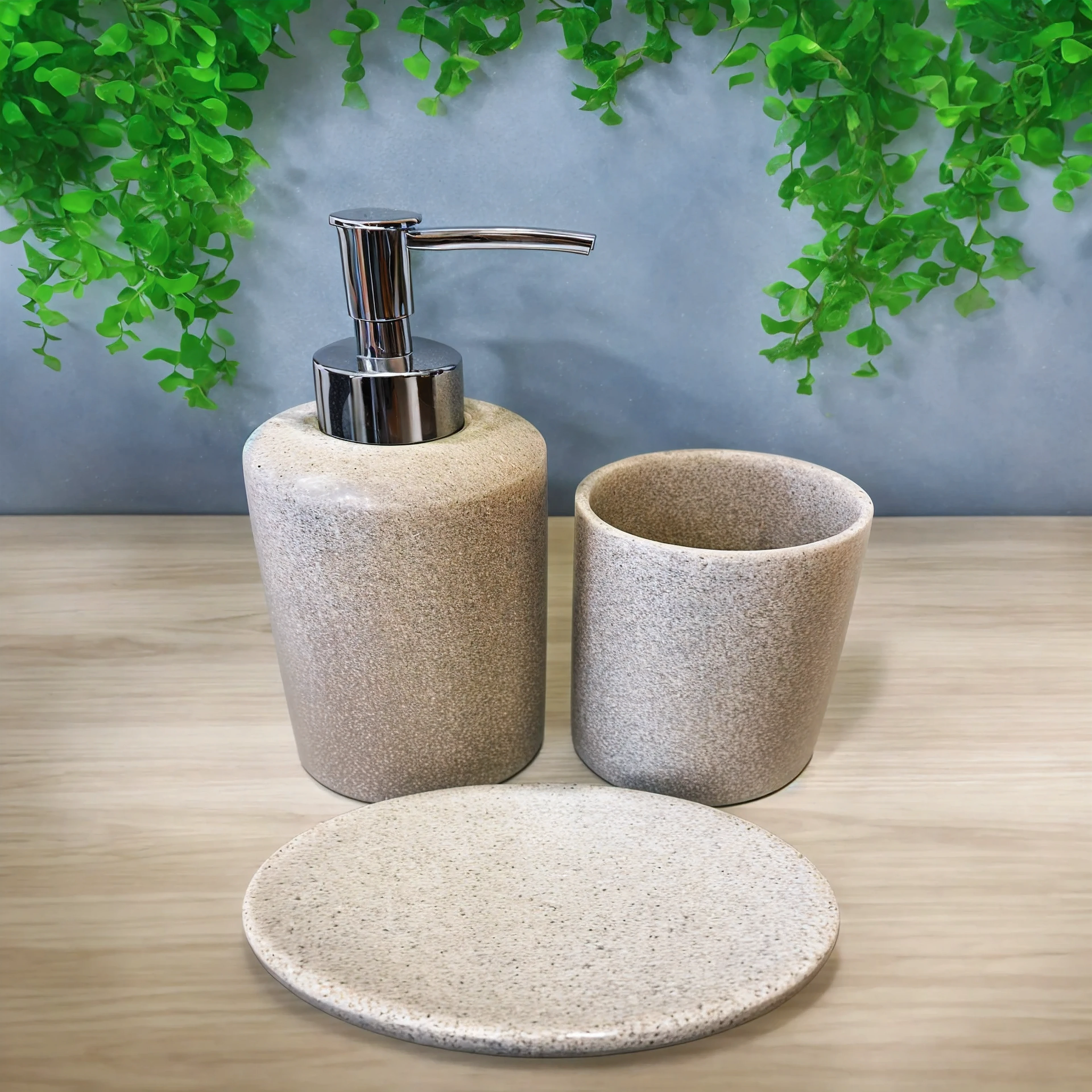There is a soap dispenser, Soap dish and soap holder on the table, Detailed Product Images, Ombre, Light