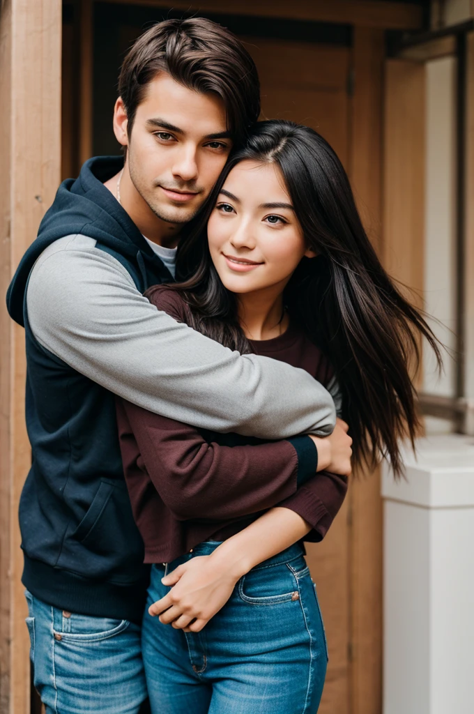 5'2 girl and 5'11 guy hugging