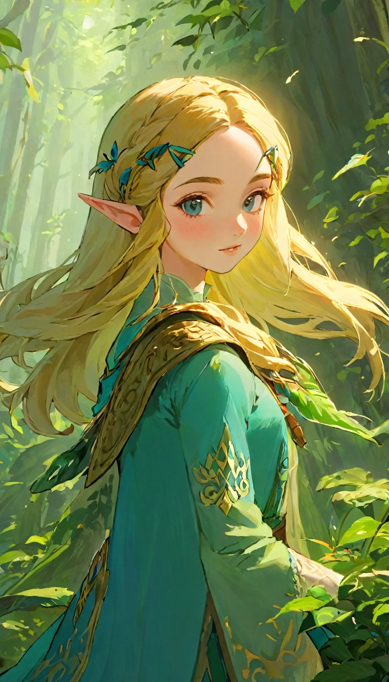 Highest quality、masterpiece、The Legend of Zelda、Princess Zelda、Female Adventurer, whole body, Game Art Style, (masterpiece), Highest quality, High resolution, 4K, 8K, Detail View, Intricate details, Cinema Lighting, Great quality, 1 Girl, bird、Bird、Flipping herbs、Close your eyes and sing passionately、Elf Ears、Ash Blonde Hair, Great shade, Soft lighting, Facing camera, Perfect Eyes