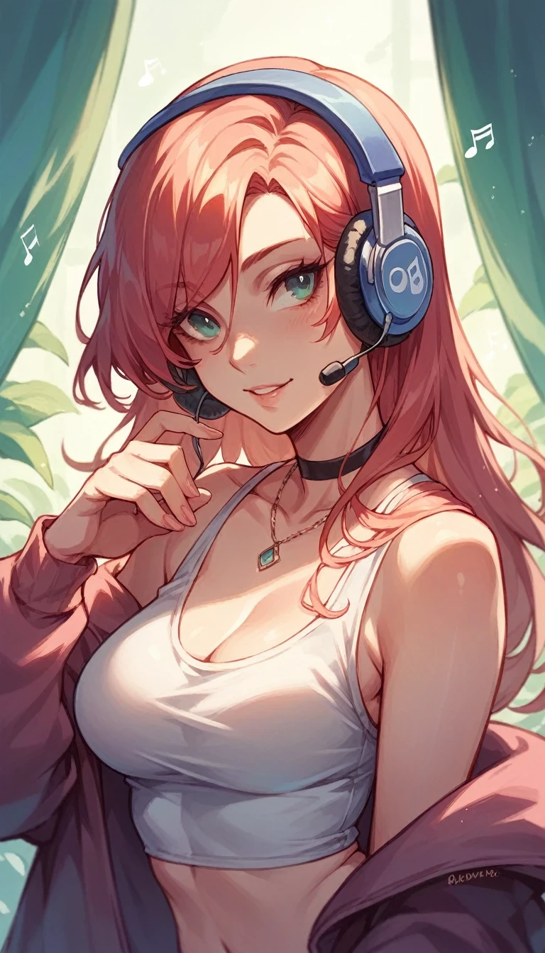 Beautiful girl listening to music with headphones