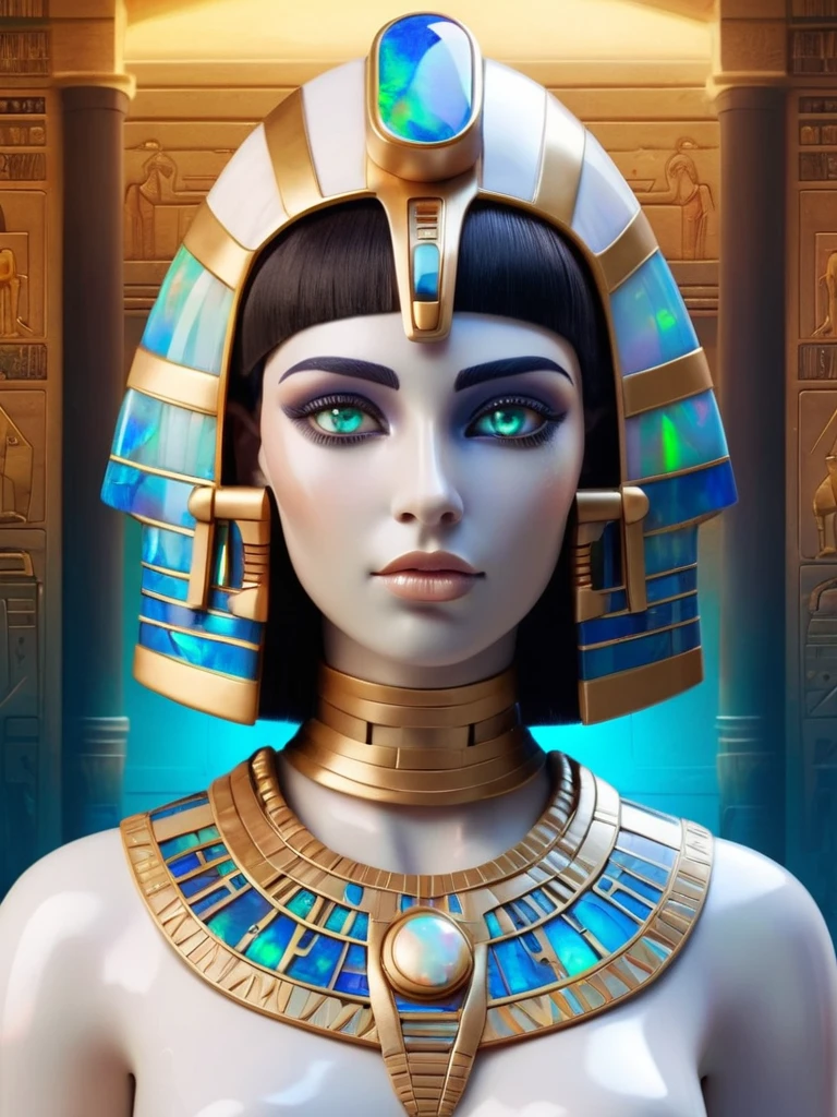 ral-opal, meahophontron, whole body, Woman robot face, robot bust, egypt cleopatra theme, egypt background