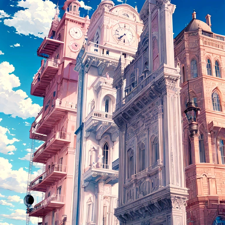 cat, clouds, clock, pink, dreamy
