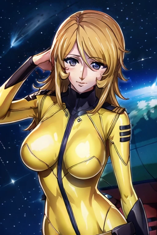 8K, woman,space ship,Bodysuits, night,Milky Way, space, Big Breasts, , View your viewers, , Focus Only, (masterpiece:1.4),(Highest quality:1.4),(Shiny skin),Steaming body , masterpiece, Highest quality, High resolution, blush, Sexy pose, Seductive pose, Full Shot, Crisp details, Super detailed, Realistic skin texture, Detailed aspect, Beautifully detailed eyes and perfect hands, Perfect Anatomy