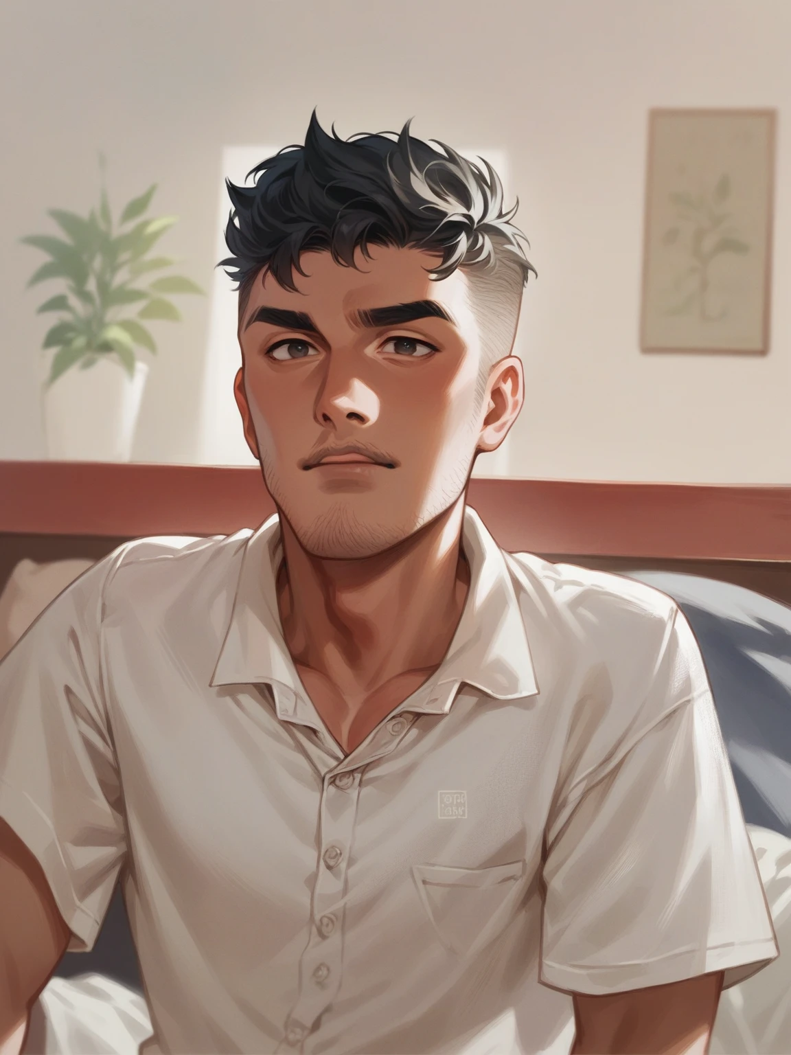 A handsome boy with detailed body and eyes lips