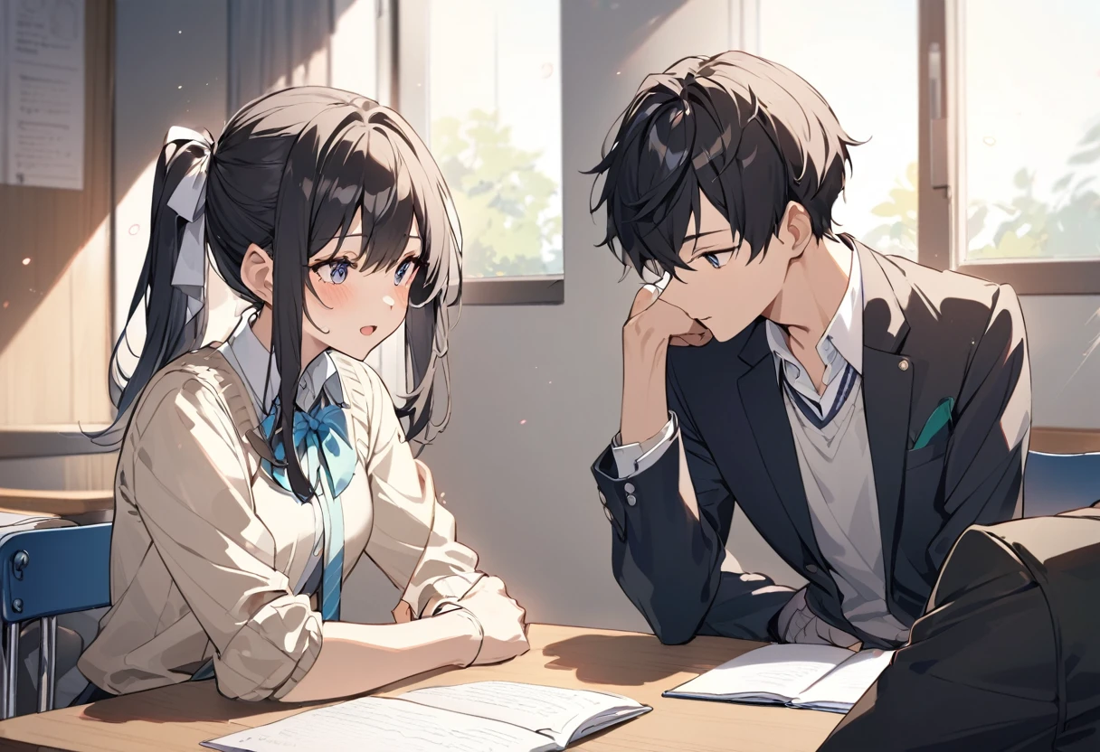 consultation,high school student,2 people,Chair,Hand