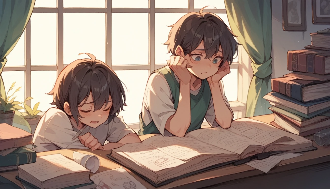 create an image of a person studying