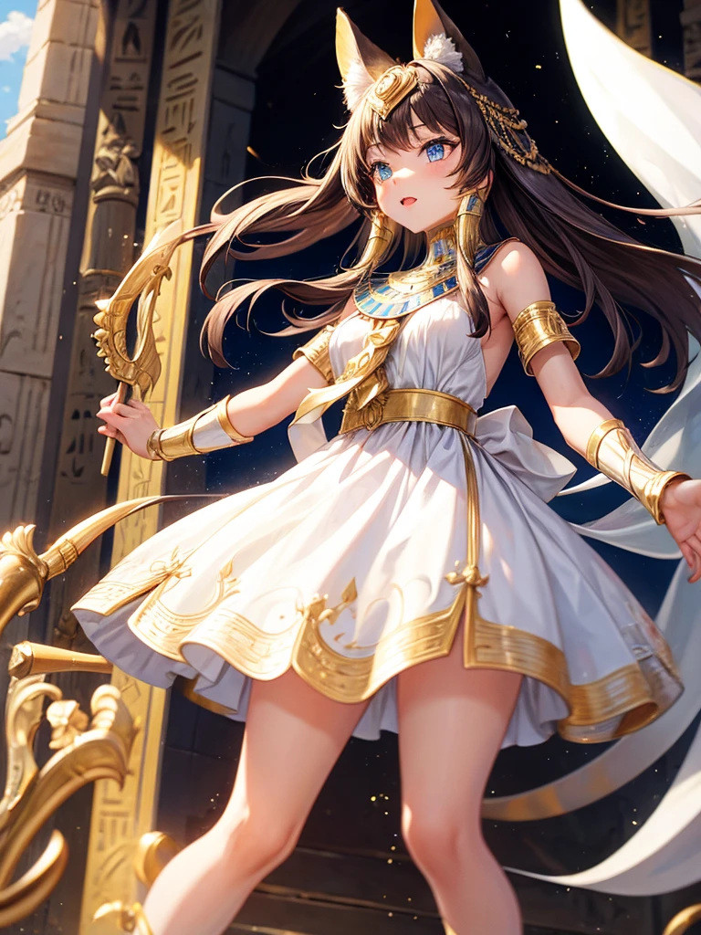 Catgirl, white dress, egyptian clothes