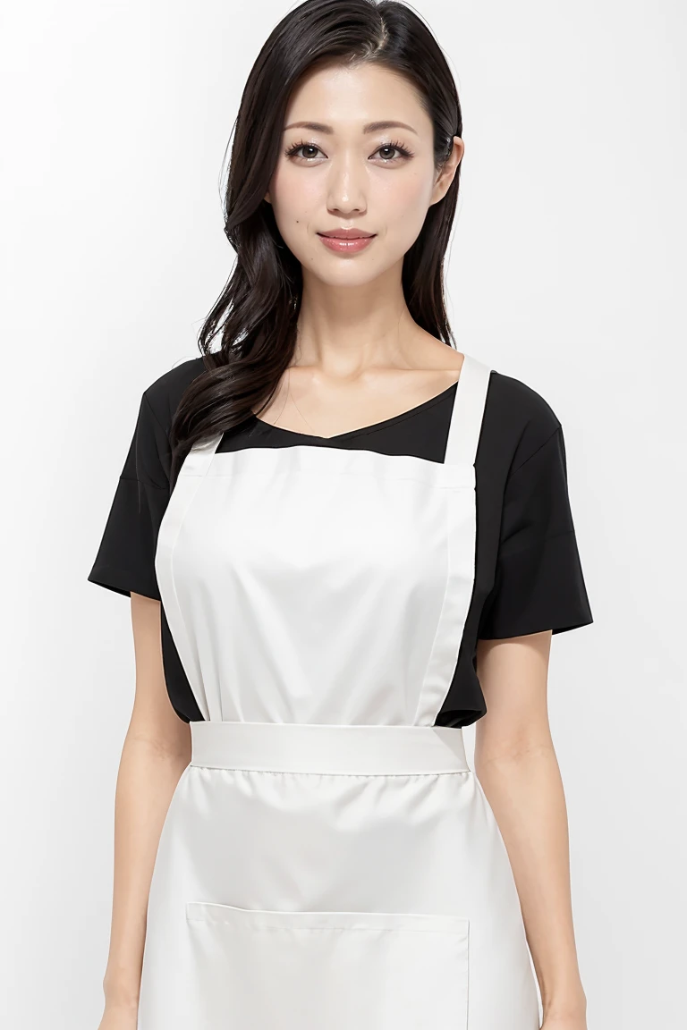 (Highest quality、Tabletop、8K、Best image quality、Award-winning works)、One beautiful mature woman、(Naked and apron:1.3)、(Perfect apron:1.3)、Perfect beauty portrait、Glowing Skin、Brown Hair、(Large Breasts:1.3)、(Accentuate your body lines:1.1)、Standing Elegantly、Woman looking up at me、(The simplest solid white background:1.5)