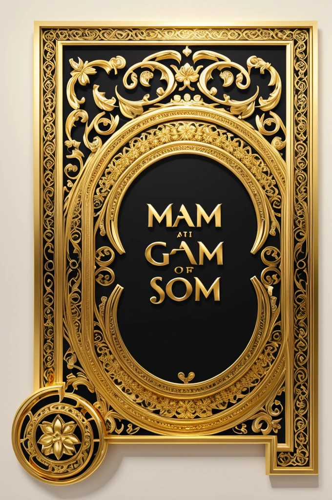A stunning, vibrant, and luxurious 3D rendering of the phrase "MOAMIL" in bold, gold Arial letters. Each letter is crowned with intricate swirls and adorned with a gleaming diamond, casting warm, golden light. The opulent design, conceived as a wall statement, exudes celebration and admiration, making it a captivating and eye-catching piece of art. The solid white background highlights the majestic golden tones and showcases the designer's exceptional talent. This captivating display of typography serves as a mesmerizing poster and photograph, sure to leave a lasting impression on all who behold it., poster, typography, 3d render, illustration