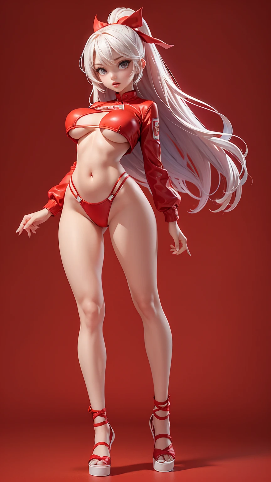 Nami de One piece, wearing erotic lingerie with red lace, High heels