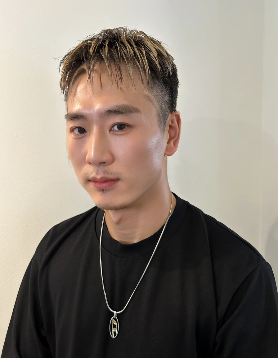 Best Quality, 8k, Masterpiece, (Portrait: 1.3), (photo realistic:1.4), (hyper realistic:1.4), Sharp Focus, looking at viewer, (smoother lighting:1.1), (increase cinematic lighting quality:0.9), realistic lighting, backlighting, light on face, ray trace, (brightening light:1.2), (Increase quality:1.4), sharp detail, (best quality real texture skin:1.4), finely detailed eyes, black_eyes, finely detailed face, 25 year old Korean man
