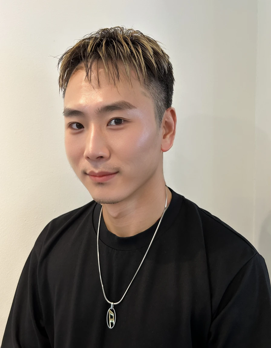 Best Quality, 8k, Masterpiece, (Portrait: 1.3), (photo realistic:1.4), (hyper realistic:1.4), Sharp Focus, looking at viewer, (smoother lighting:1.1), (increase cinematic lighting quality:0.9), realistic lighting, backlighting, light on face, ray trace, (brightening light:1.2), (Increase quality:1.4), sharp detail, (best quality real texture skin:1.4), finely detailed eyes, black_eyes, finely detailed face, 25 year old Korean man