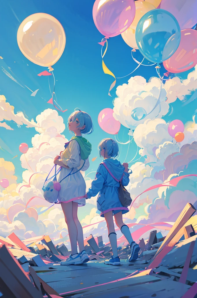 Pastel colored balloons,full,Multiple balloons flying,The balloon says HAPPY BIRTHDAY,No people,Front image,Illustration of balloons only