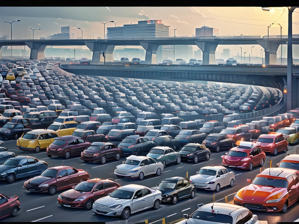 (Traffic jams, lots of cars, traffic jams. :1.5),road ,(รถวิ่งบนroad:1.6) capital landscape:1.5 ,(Many cars:1.5) ,nighttime