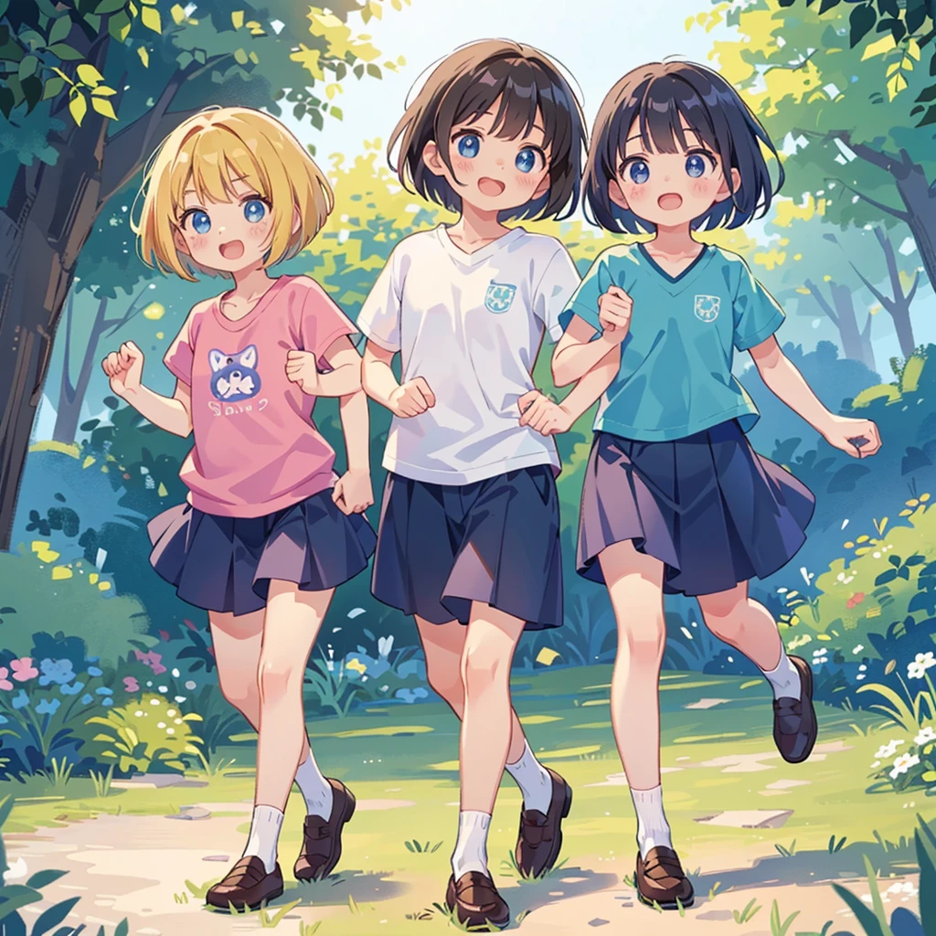 Highest quality、High resolution、Detailed Background、(Beautiful face in every detail:1.4)、Anatomically correct、(Detailed facial expressions)、(fine grain:1.2)、Mr.々Cute hair color、Mr.々Hair style、Braided bob cut、, (Deep V-neck T-shirt、Mr.々A cute skirt、Mr.々Cute shoes)、Perfect body line、Laugh with a big mouth、I can&#39;t see the teeth、Have bones, Pointing stick is a long bone、Point to the surface of the wall with the bone、Photographed from the front、Deformation、Chibi Character、