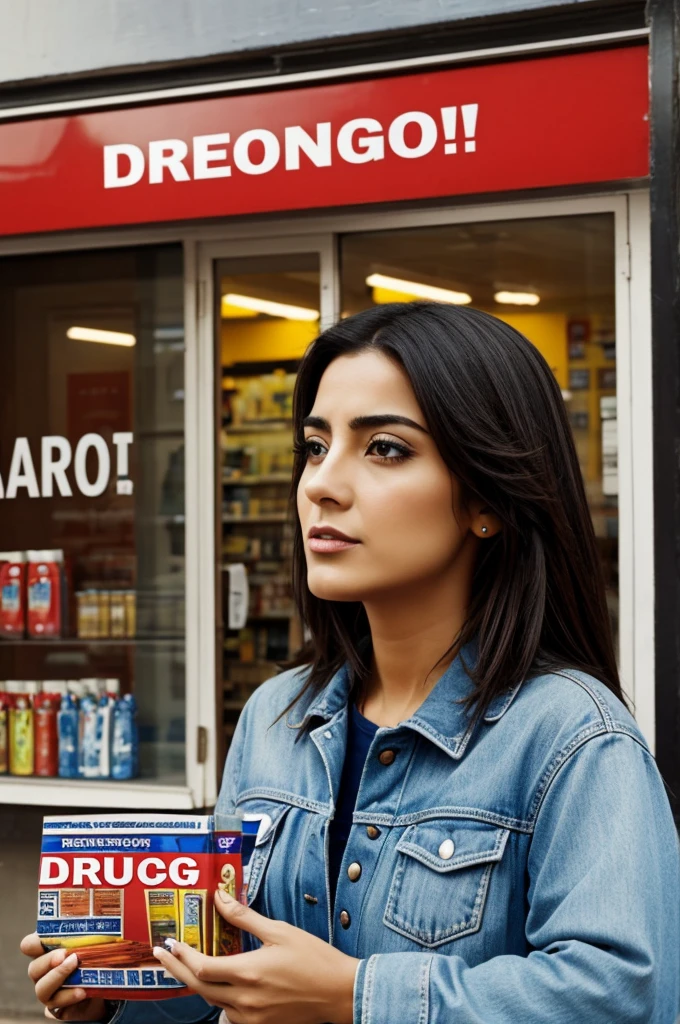 drug advertising, with words in Spanish that attract attention buy drugs and images