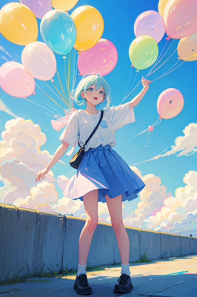 Pastel colored balloons,full,Multiple balloons flying,The balloon says HAPPY BIRTHDAY,No people,Front image,Illustration of balloons only